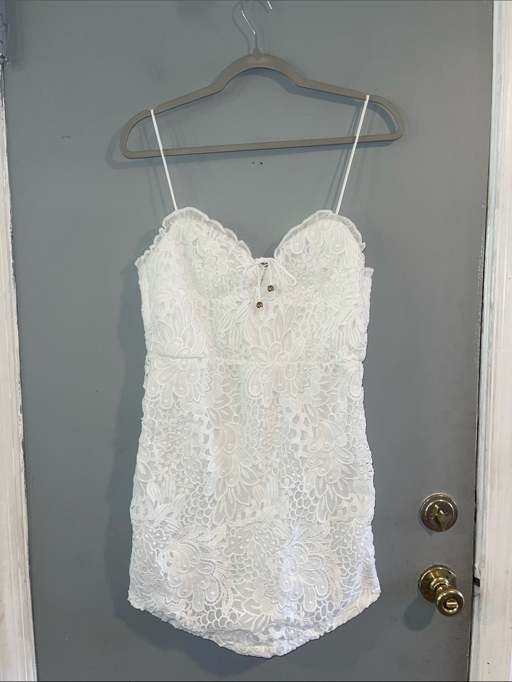 saints + secrets White Lace Mini Dress size L